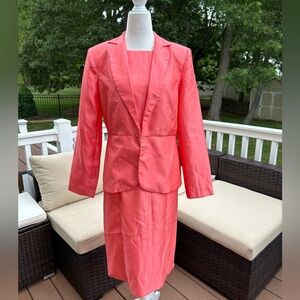 NWOT Studio C Coral 2-Piece Knee-Length Dress & Long Sleeve Jacket Size 10.